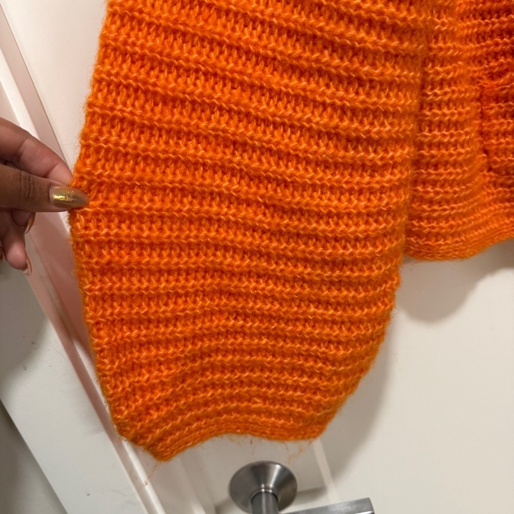 Wild Fable Bright Orange Knit Cropped Hoodie Sweater S - Picture 3 of 5